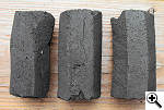 Closeup look at the Kamado extruded coconut charcoal