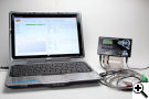 BBQ Guru CyberQ II attached to a laptop