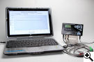 BBQ Guru CyberQ II attached to a laptop