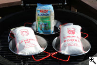 The three rices, from left to right, Calasparra, La Marjal, and Bomba.
