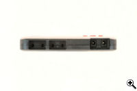 A bottom view of the CyberQ Cloud controller showing the connections for power, blower and probes.