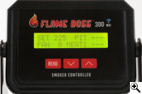 A view of the Flame Boss 300 controller display, and control buttons.